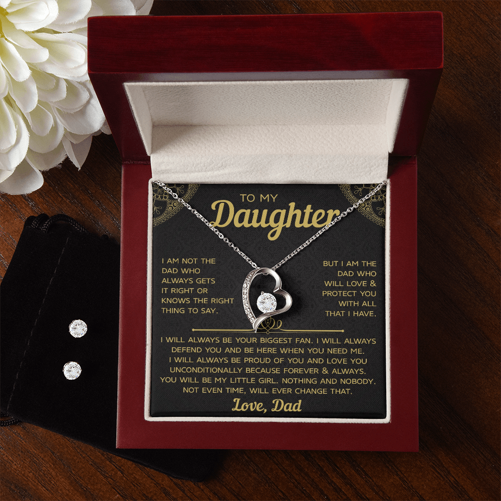 To My Daughter – Forever Love Necklace & Earring Set, A Heartfelt Gift from Dad