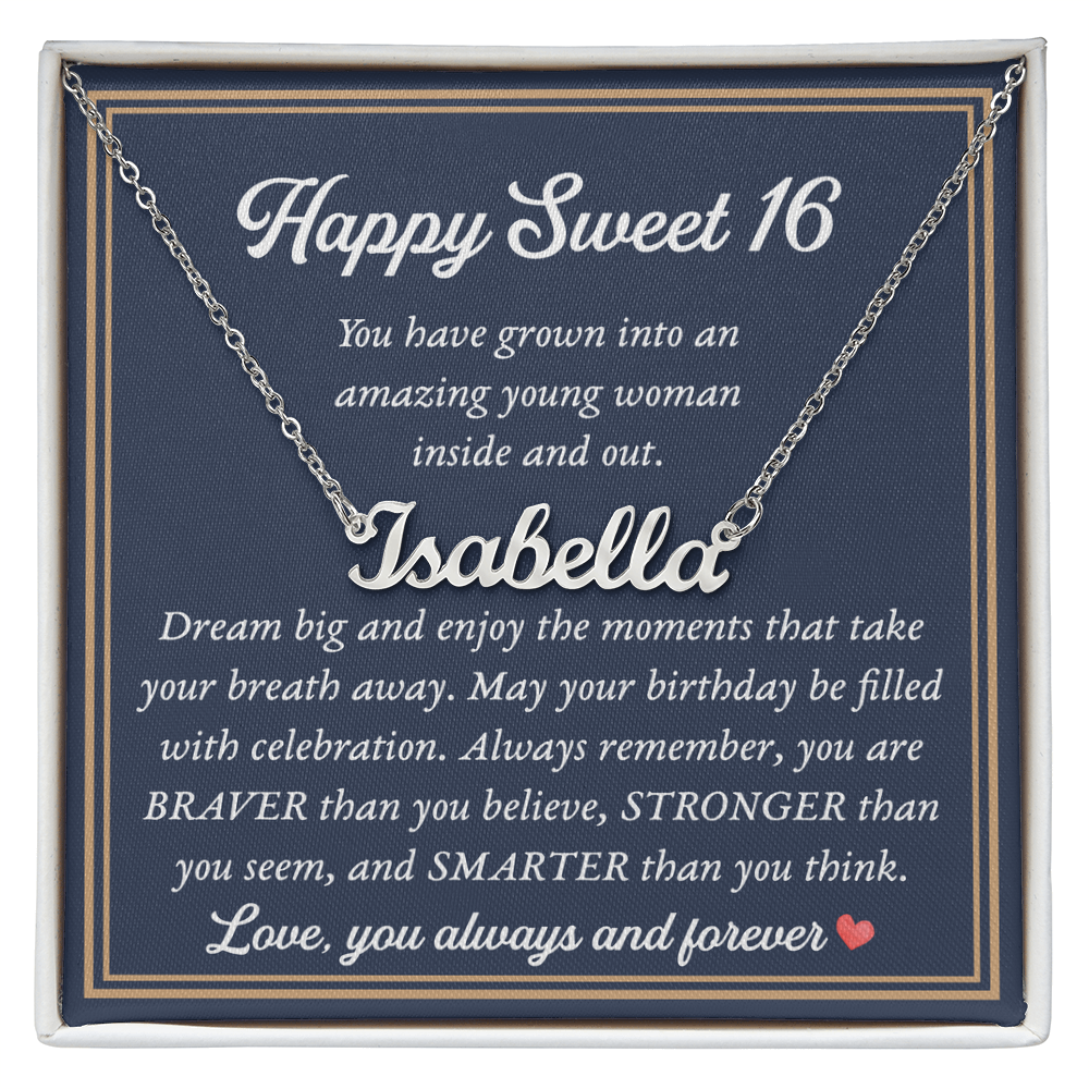Birthday Gift For Sweet 16 - Custom Name Necklace