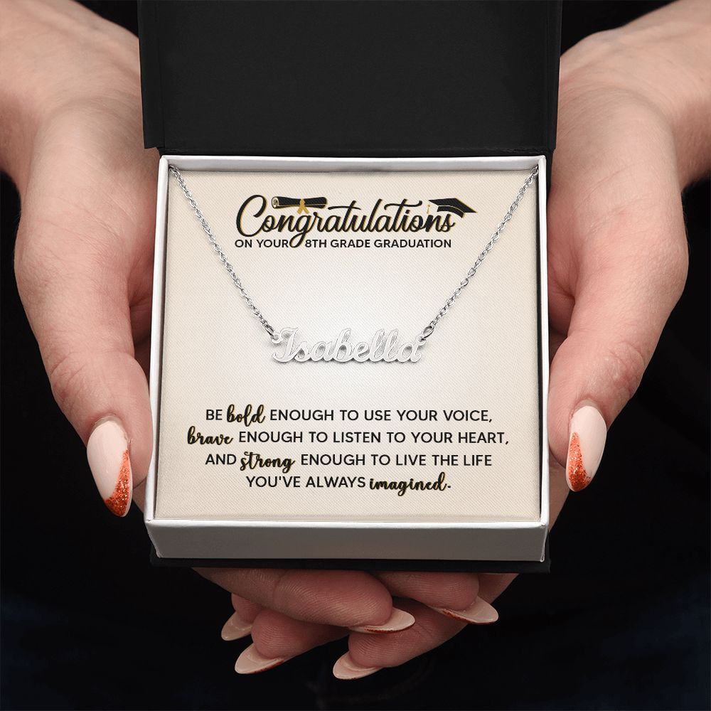 Graduation Day Necklace for Daughter PERSONALISED NAME NECKLACE Polished Stainless Steel