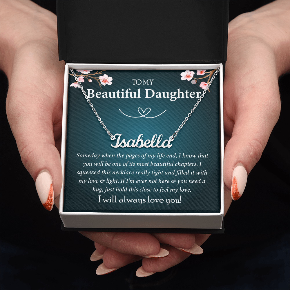To My Beautiful Daughter Custom Name Necklace, Gift From Parents