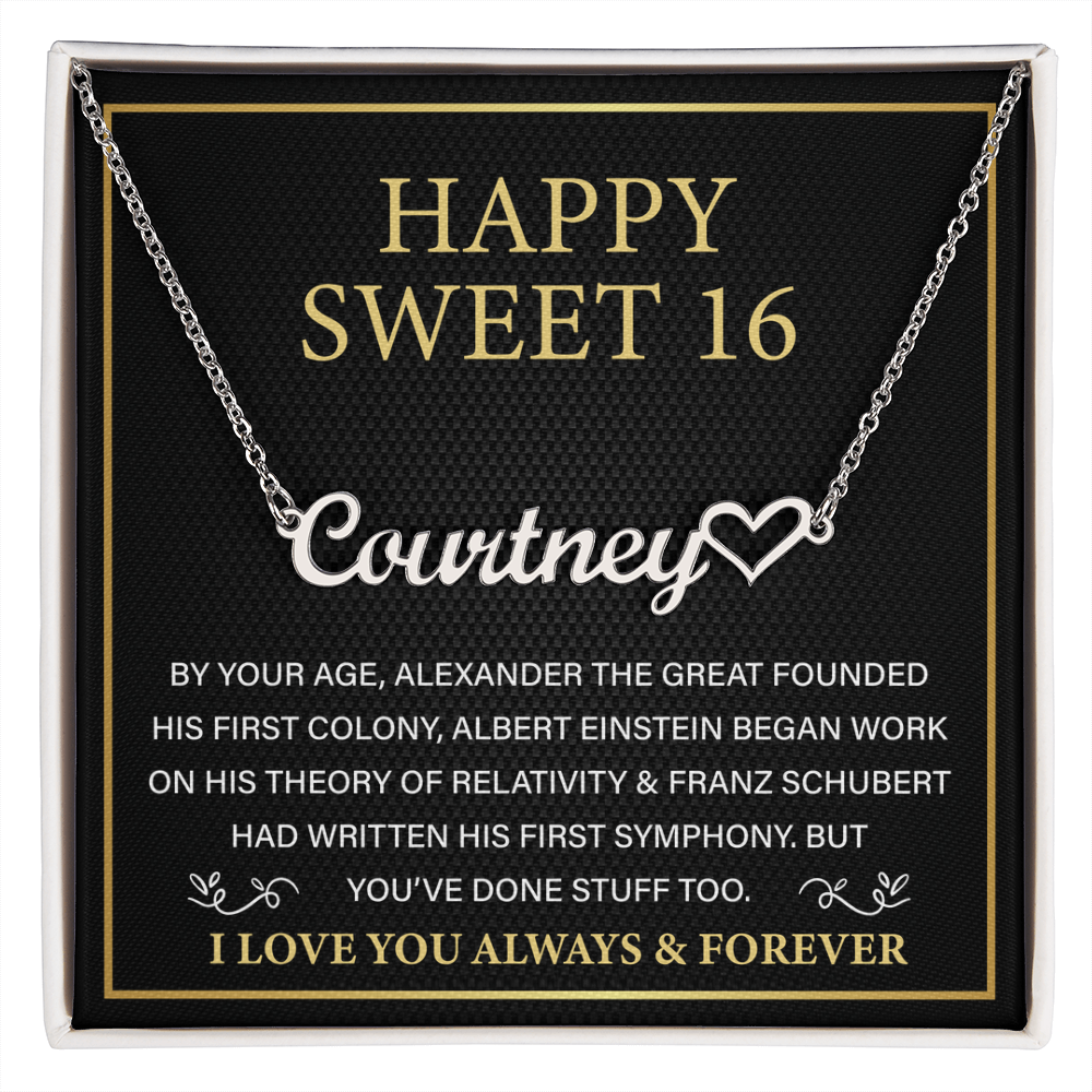 Heart Name Necklace - Daughter Birthday Present From Mom Dad