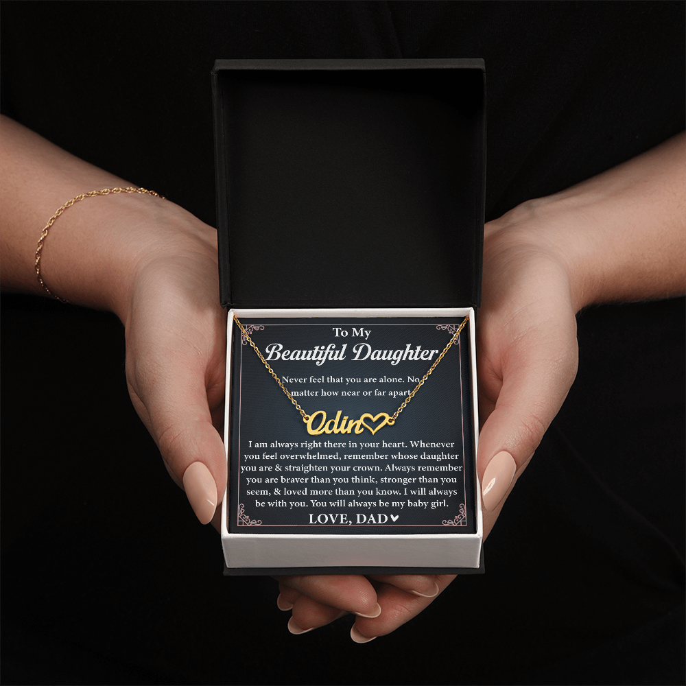 To My Daughter, Name Necklace From Dad With Heartfelt Message