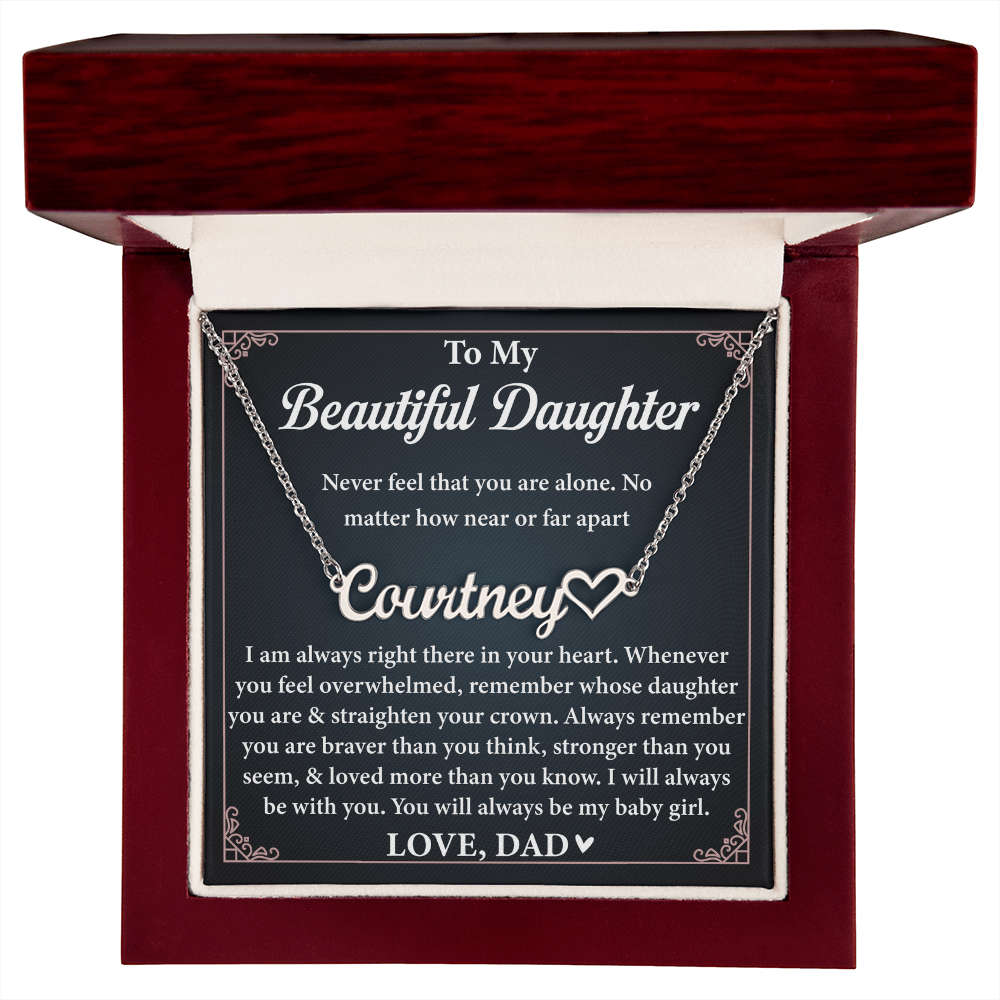 To My Daughter, Name Necklace From Dad With Heartfelt Message