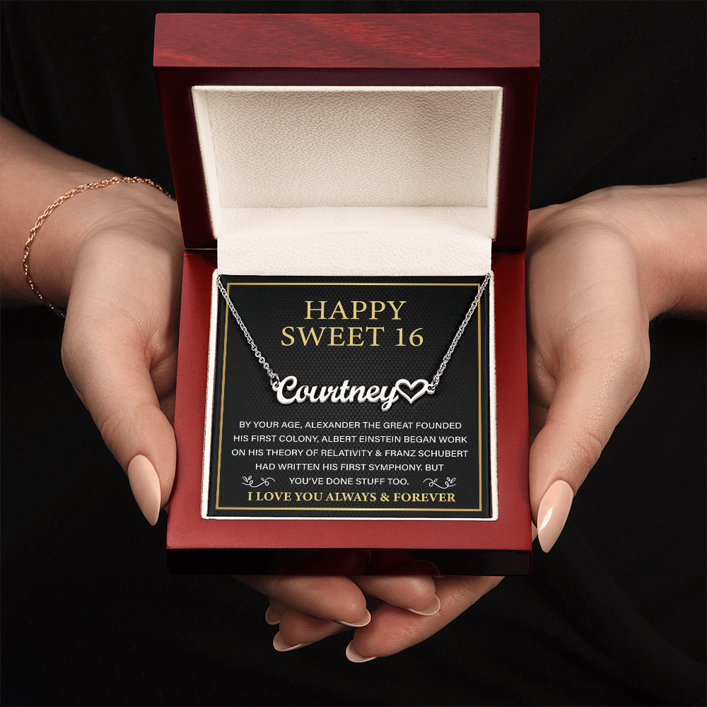 Heart Name Necklace - Daughter Birthday Present From Mom Dad