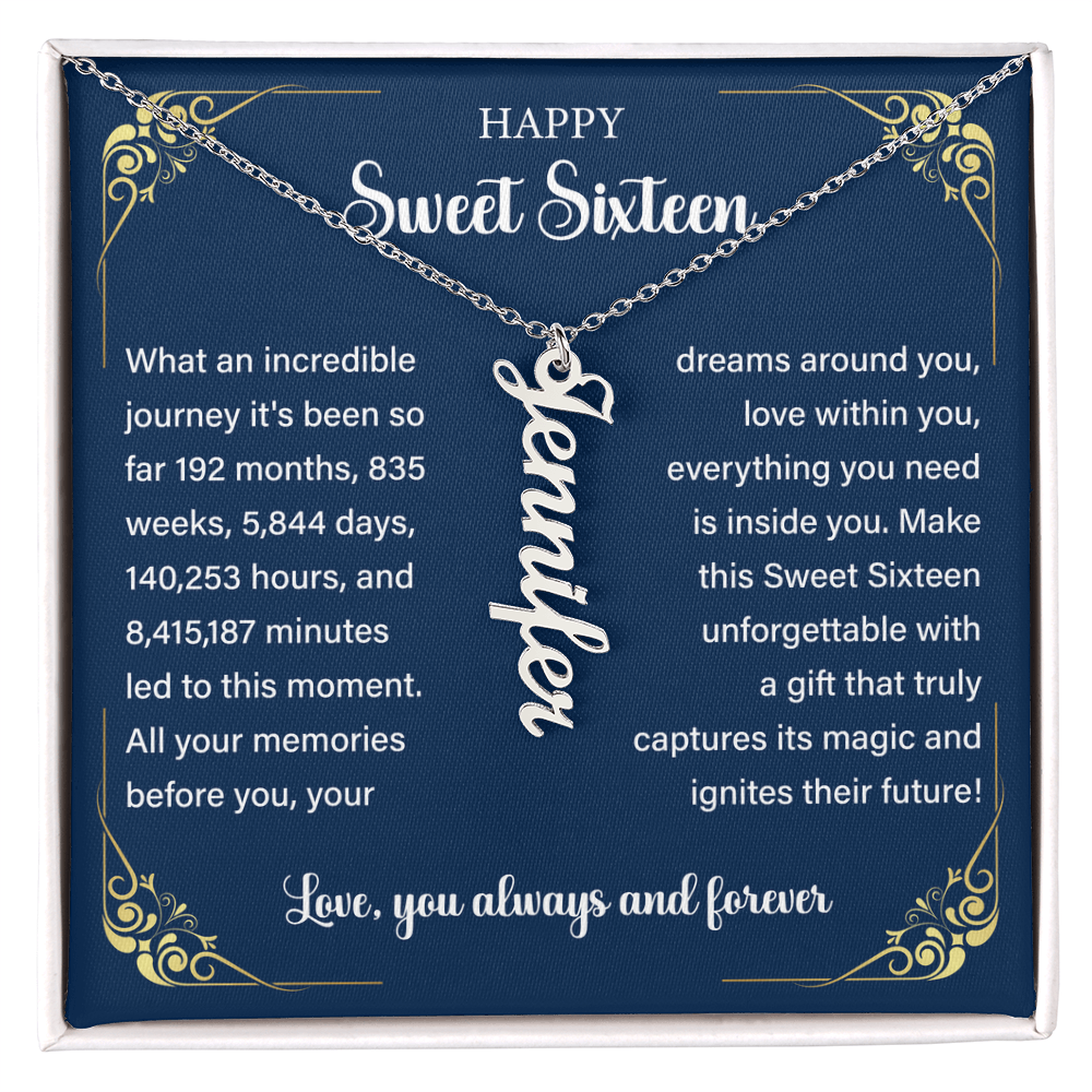 Granddaughter Vertical Name Necklace Sweet 16th Birthday Gift