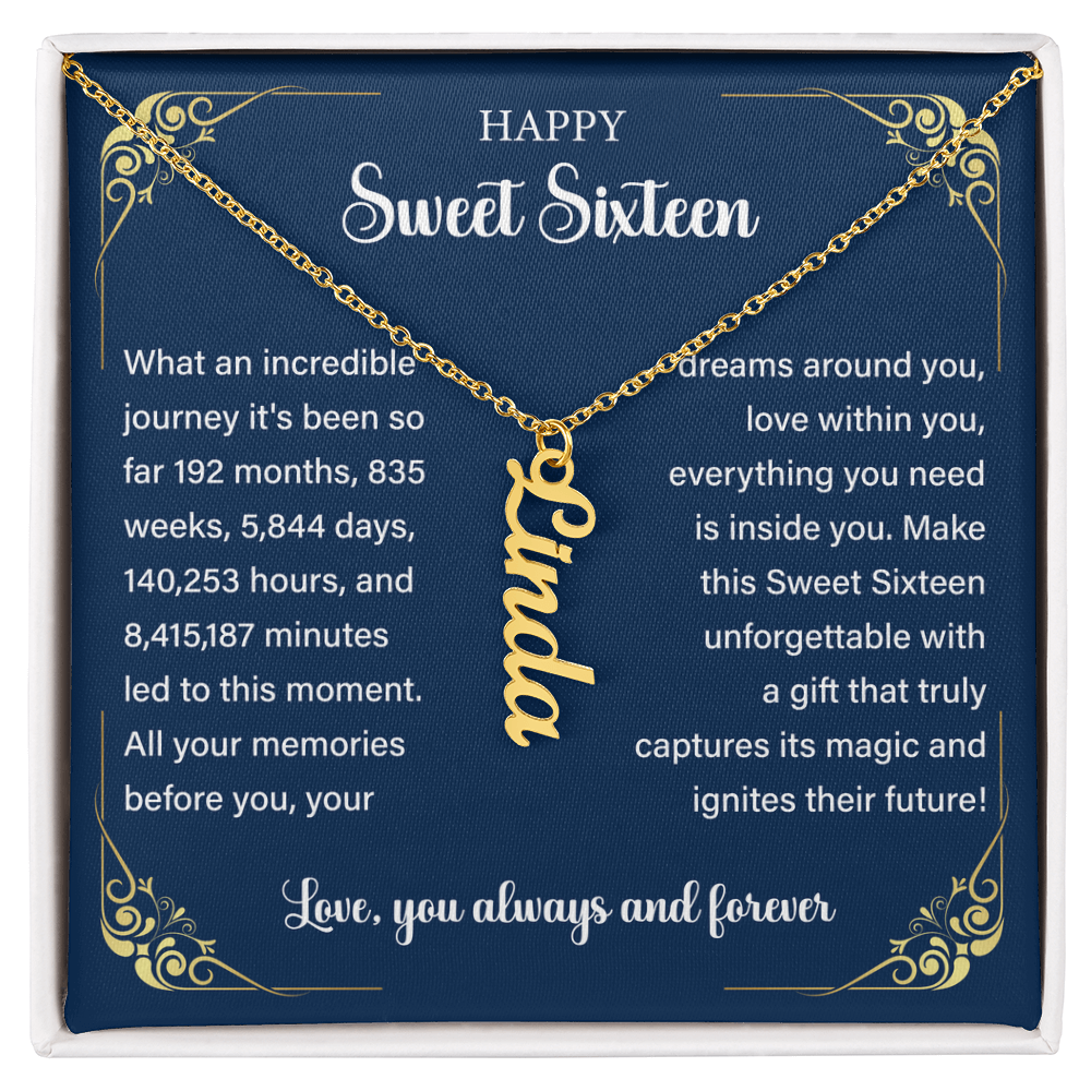 Granddaughter Vertical Name Necklace Sweet 16th Birthday Gift
