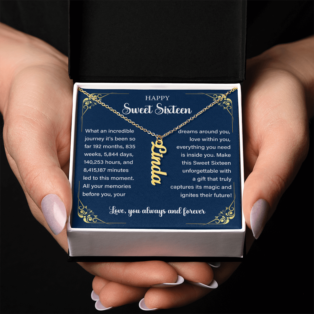 Granddaughter Vertical Name Necklace Sweet 16th Birthday Gift
