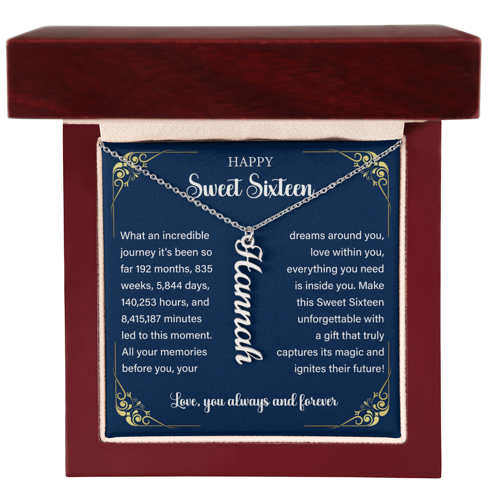 Granddaughter Vertical Name Necklace Sweet 16th Birthday Gift