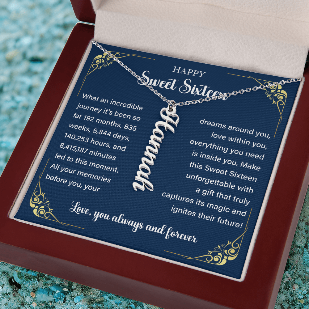 Granddaughter Vertical Name Necklace Sweet 16th Birthday Gift