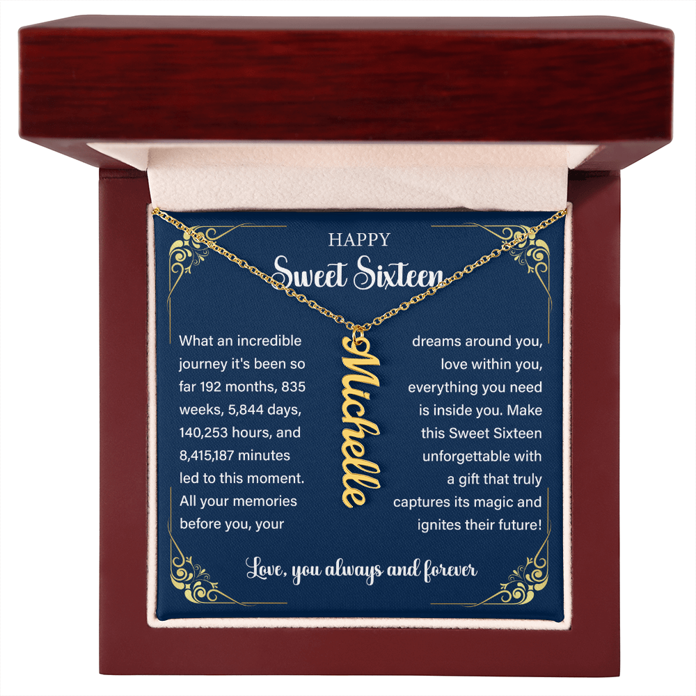 Granddaughter Vertical Name Necklace Sweet 16th Birthday Gift