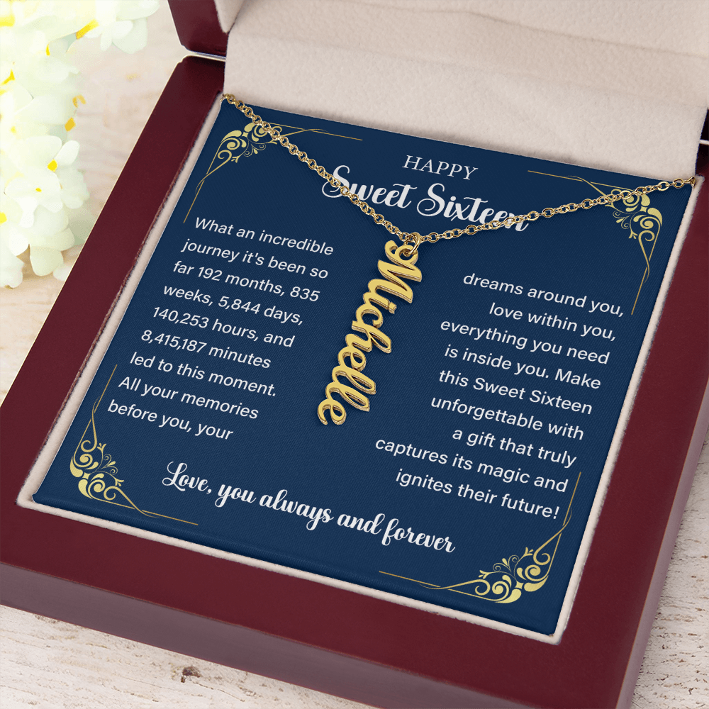 Granddaughter Vertical Name Necklace Sweet 16th Birthday Gift
