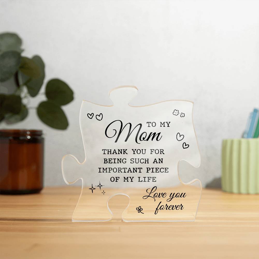 Gifts for Mom from Daughter or Son - Best Mom Ever Gifts Unique Mother Birthday Acrylic Puzzle Plaque Desk Decorations Present for Mom Christmas, Anniversary and Mothers Day Gifts