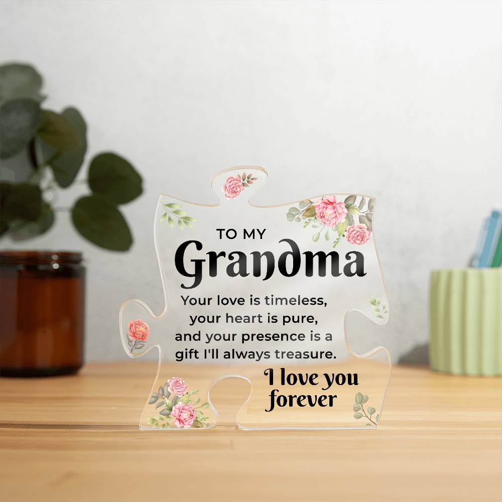 Gifts for Grandma - Acrylic Puzzle Piece - Adorable Grandma Presents for Birthday, Christmas, Elegant Decorative Plaque with Lovely Quote