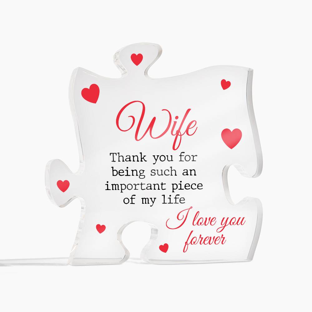 Gifts for Wife Acrylic Puzzle Plaque -  Gifts from Husband, Best Anniversary, Birthday, and Romantic Keepsake for Wife - Valentine's Day, Christmas