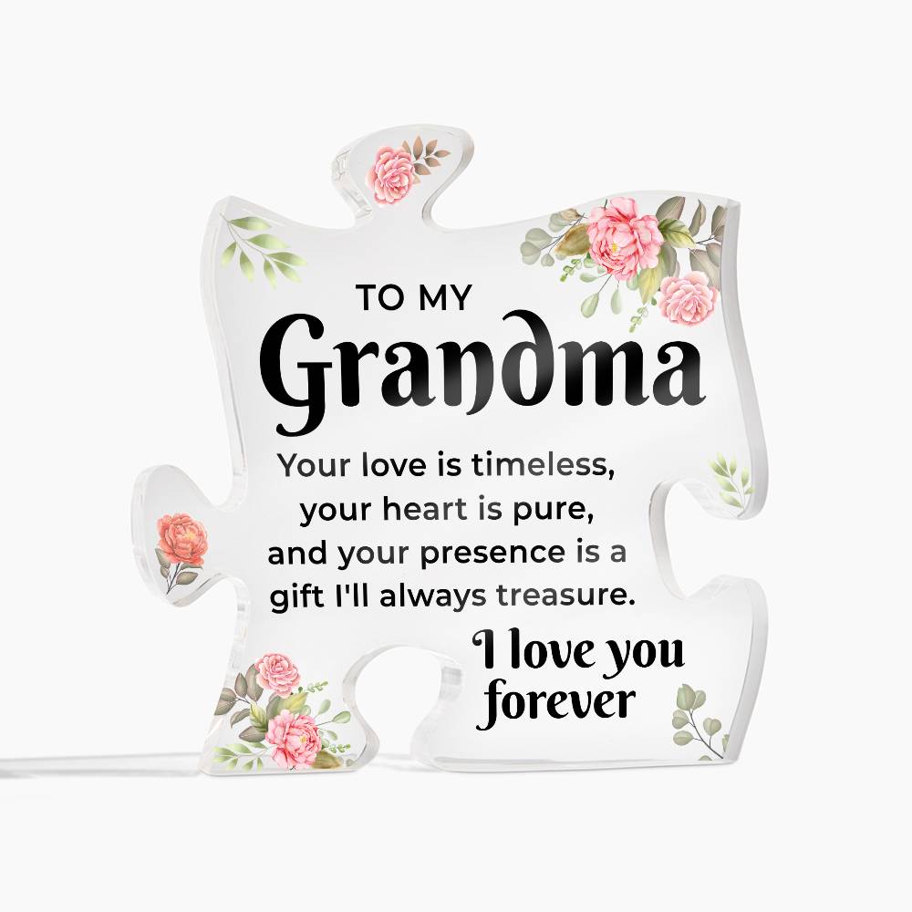 Gifts for Grandma - Acrylic Puzzle Piece - Adorable Grandma Presents for Birthday, Christmas, Elegant Decorative Plaque with Lovely Quote