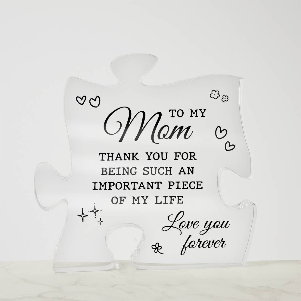 Gifts for Mom from Daughter or Son - Best Mom Ever Gifts Unique Mother Birthday Acrylic Puzzle Plaque Desk Decorations Present for Mom Christmas, Anniversary and Mothers Day Gifts