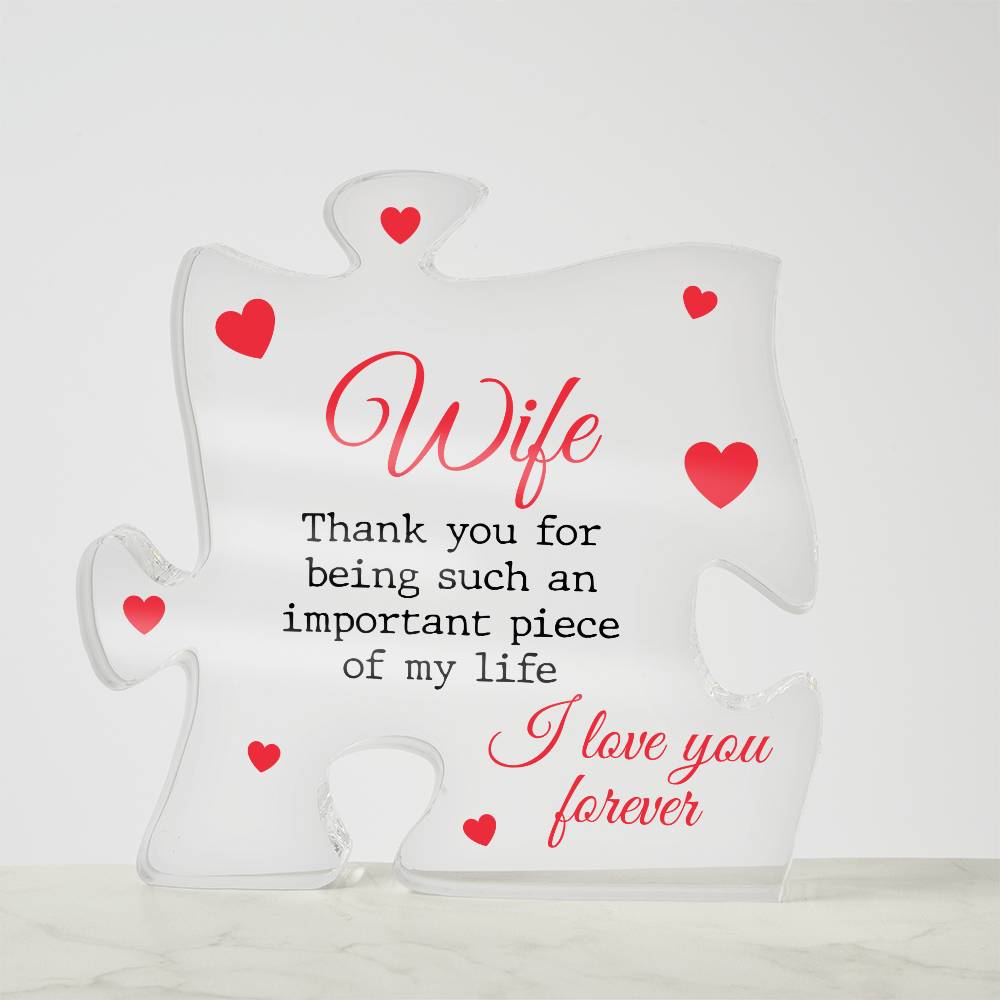 Gifts for Wife Acrylic Puzzle Plaque -  Gifts from Husband, Best Anniversary, Birthday, and Romantic Keepsake for Wife - Valentine's Day, Christmas