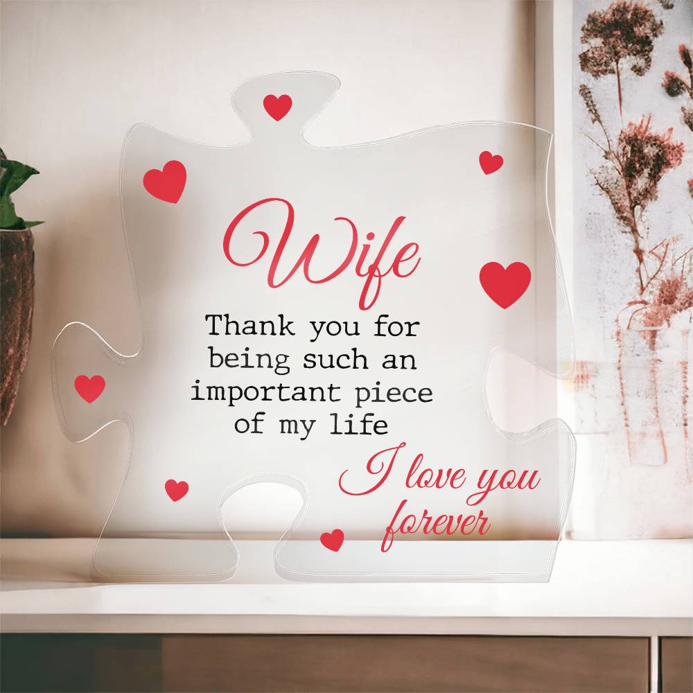 Gifts for Wife Acrylic Puzzle Plaque -  Gifts from Husband, Best Anniversary, Birthday, and Romantic Keepsake for Wife - Valentine's Day, Christmas