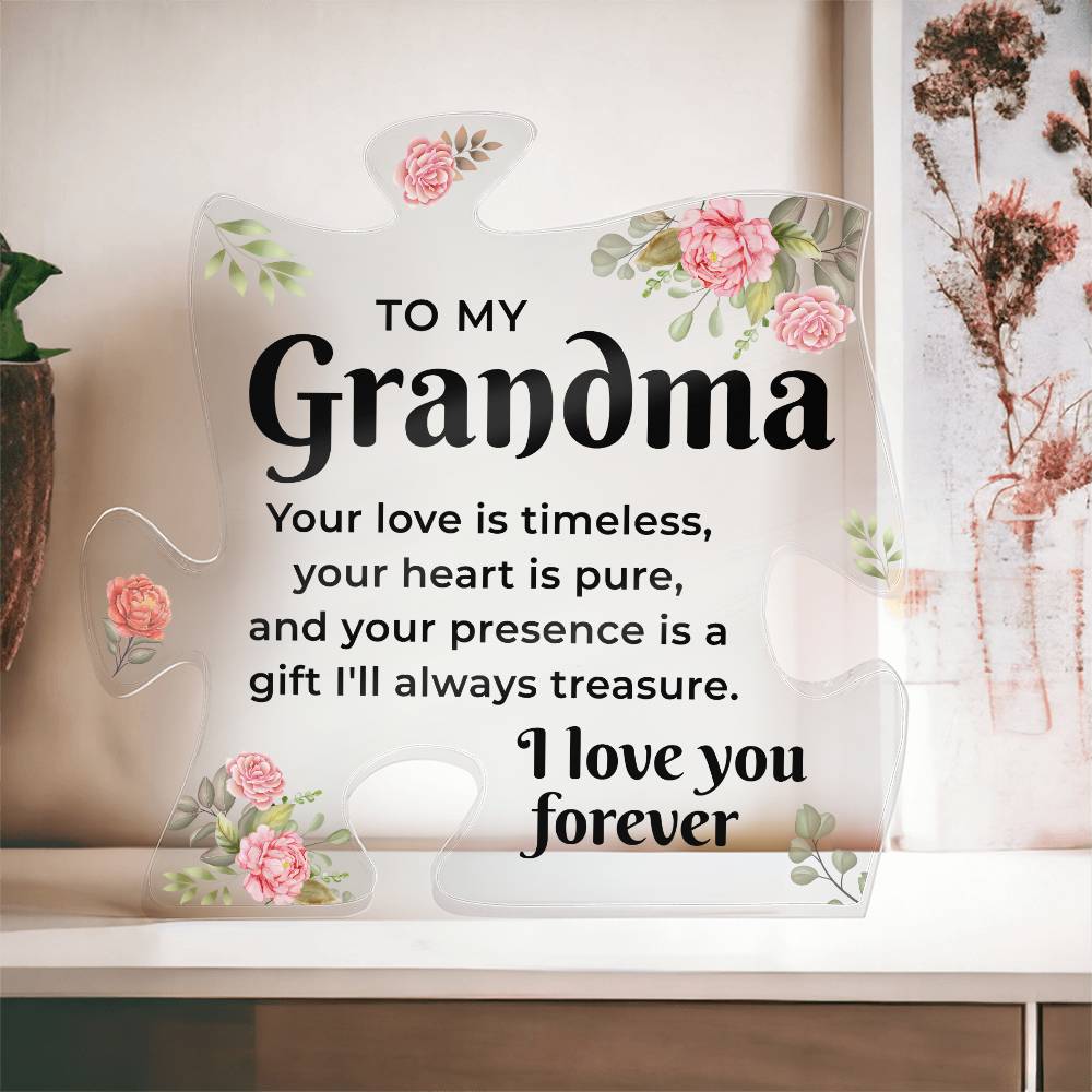 Gifts for Grandma - Acrylic Puzzle Piece - Adorable Grandma Presents for Birthday, Christmas, Elegant Decorative Plaque with Lovely Quote