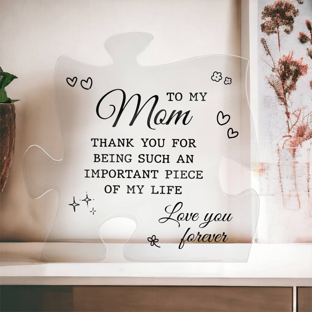 Gifts for Mom from Daughter or Son - Best Mom Ever Gifts Unique Mother Birthday Acrylic Puzzle Plaque Desk Decorations Present for Mom Christmas, Anniversary and Mothers Day Gifts