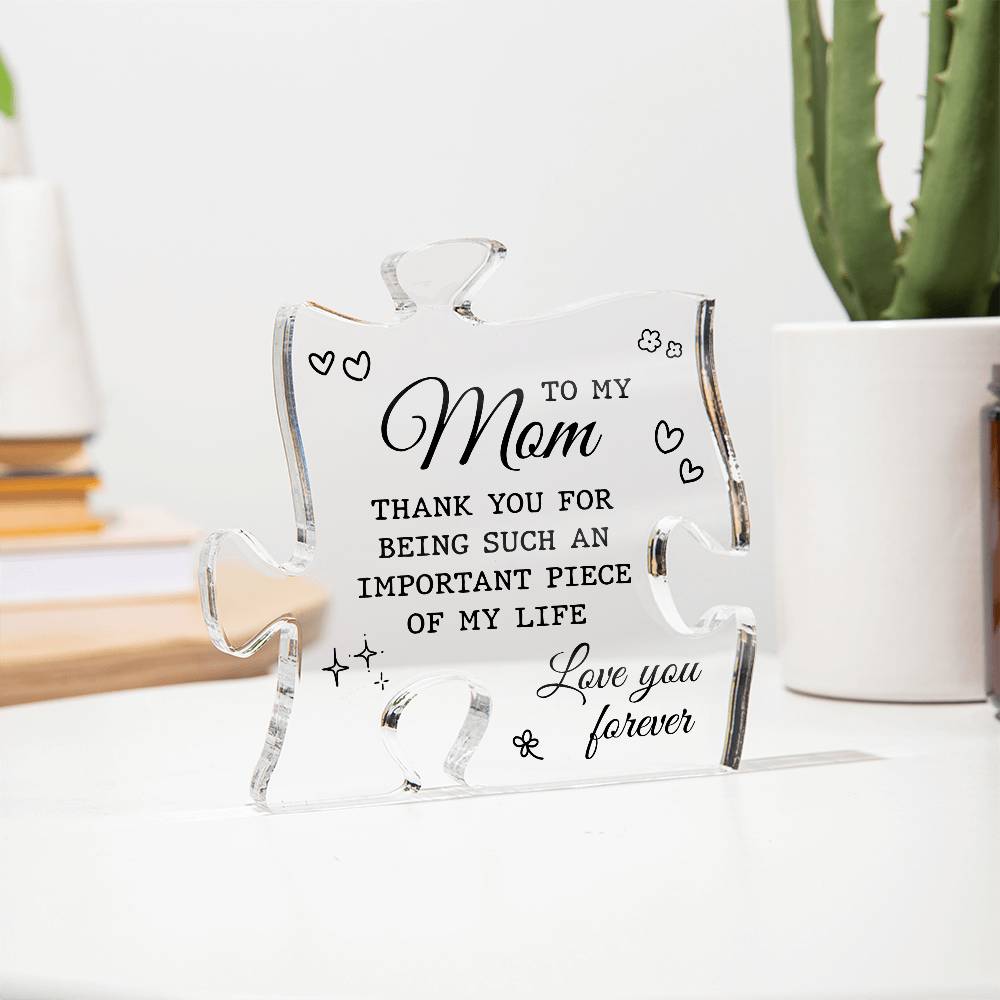 Gifts for Mom from Daughter or Son - Best Mom Ever Gifts Unique Mother Birthday Acrylic Puzzle Plaque Desk Decorations Present for Mom Christmas, Anniversary and Mothers Day Gifts