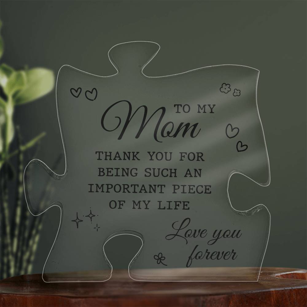 Gifts for Mom from Daughter or Son - Best Mom Ever Gifts Unique Mother Birthday Acrylic Puzzle Plaque Desk Decorations Present for Mom Christmas, Anniversary and Mothers Day Gifts