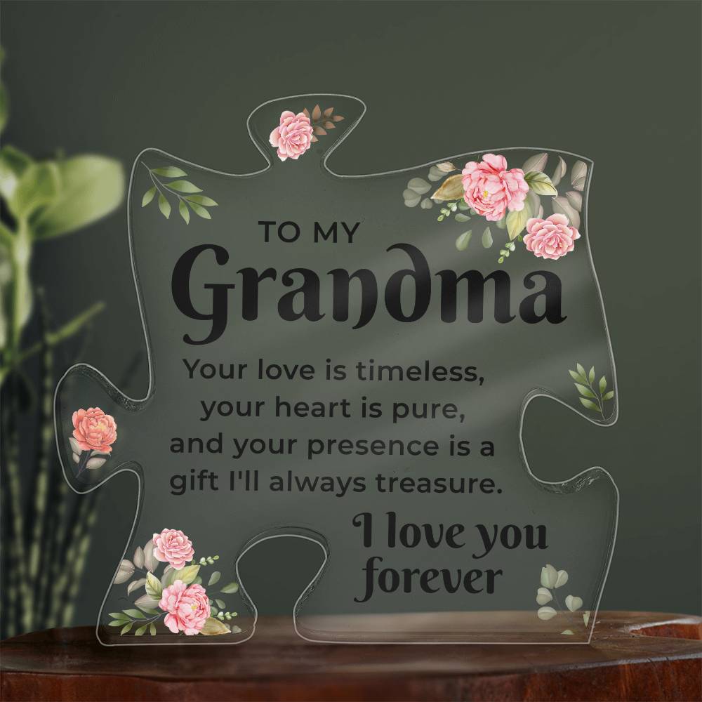 Gifts for Grandma - Acrylic Puzzle Piece - Adorable Grandma Presents for Birthday, Christmas, Elegant Decorative Plaque with Lovely Quote