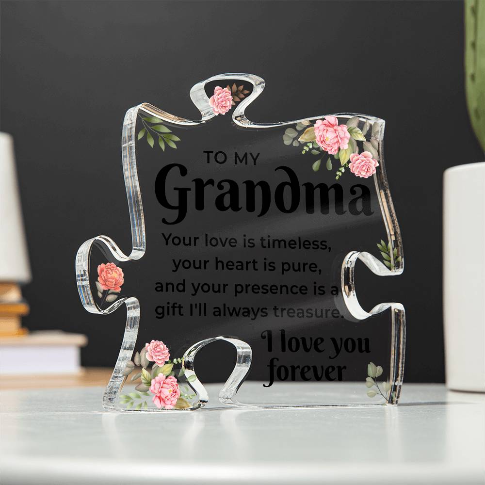 Gifts for Grandma - Acrylic Puzzle Piece - Adorable Grandma Presents for Birthday, Christmas, Elegant Decorative Plaque with Lovely Quote