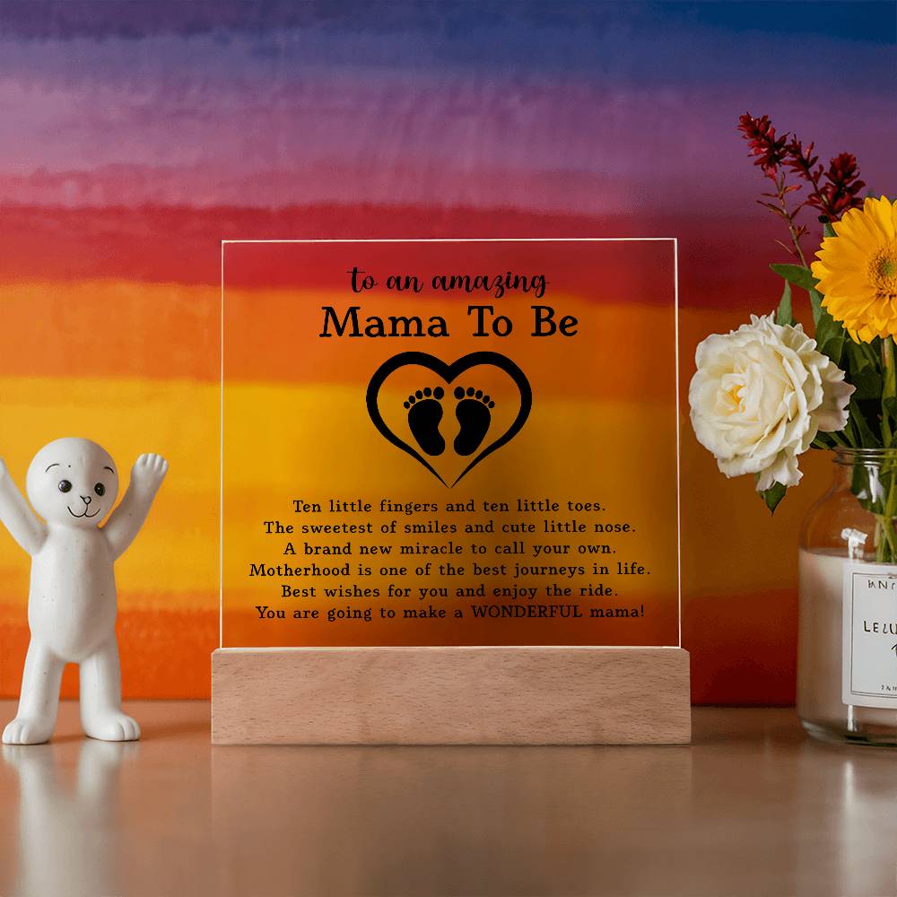 Acrylic Square Plaque - Gift for Expecting Mother, First Time Mom Gift, Baby Countdown Gift from Husband, Pregnancy Gift