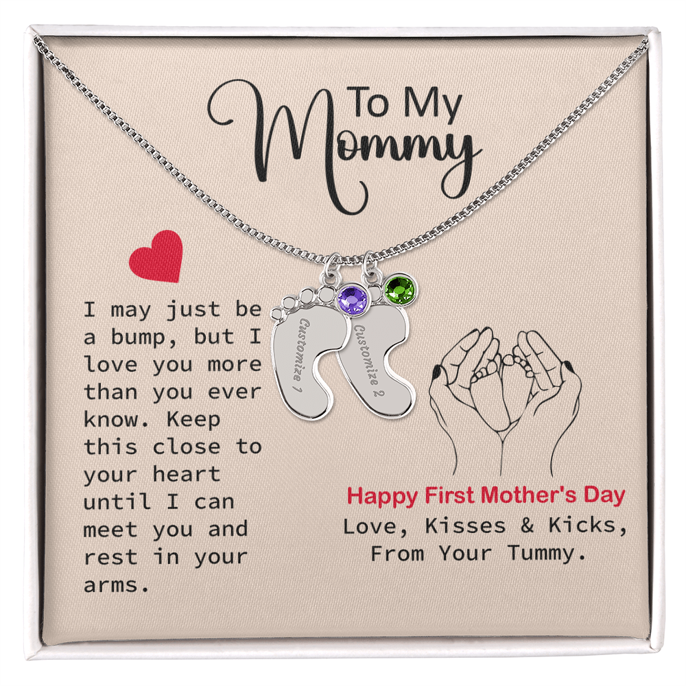 To My Mama to be Baby Feet Necklace, Pregnancy Gift Mom to Be, Baby Shower Gift, Expecting Mom Gifts, Gift From Bump, Mommy To Be Gift