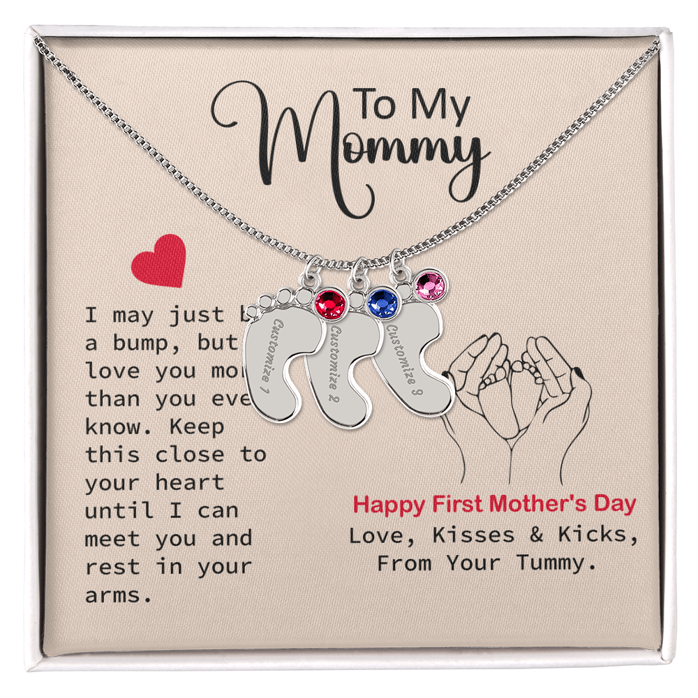 To My Mama to be Baby Feet Necklace, Pregnancy Gift Mom to Be, Baby Shower Gift, Expecting Mom Gifts, Gift From Bump, Mommy To Be Gift