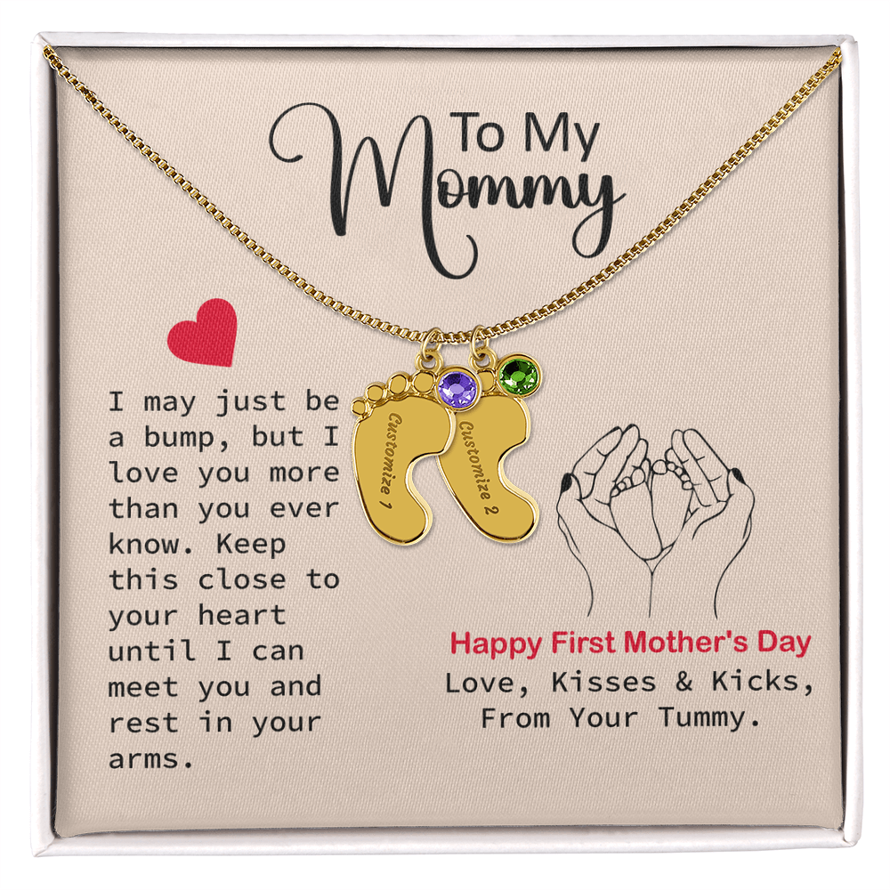 To My Mama to be Baby Feet Necklace, Pregnancy Gift Mom to Be, Baby Shower Gift, Expecting Mom Gifts, Gift From Bump, Mommy To Be Gift