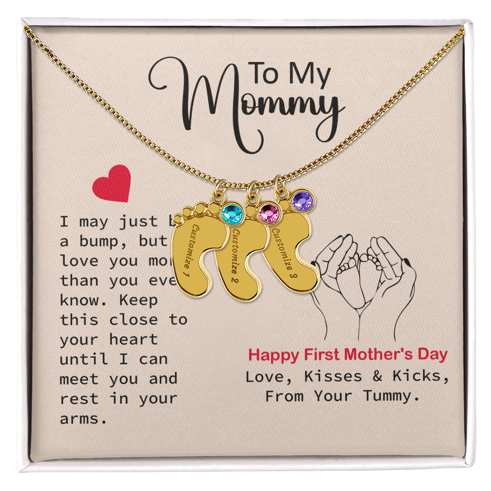 To My Mama to be Baby Feet Necklace, Pregnancy Gift Mom to Be, Baby Shower Gift, Expecting Mom Gifts, Gift From Bump, Mommy To Be Gift