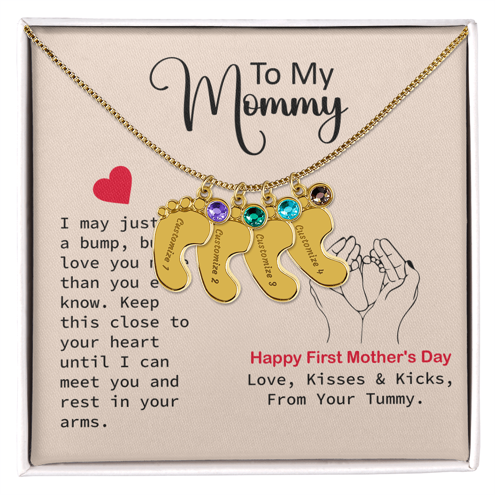 To My Mama to be Baby Feet Necklace, Pregnancy Gift Mom to Be, Baby Shower Gift, Expecting Mom Gifts, Gift From Bump, Mommy To Be Gift