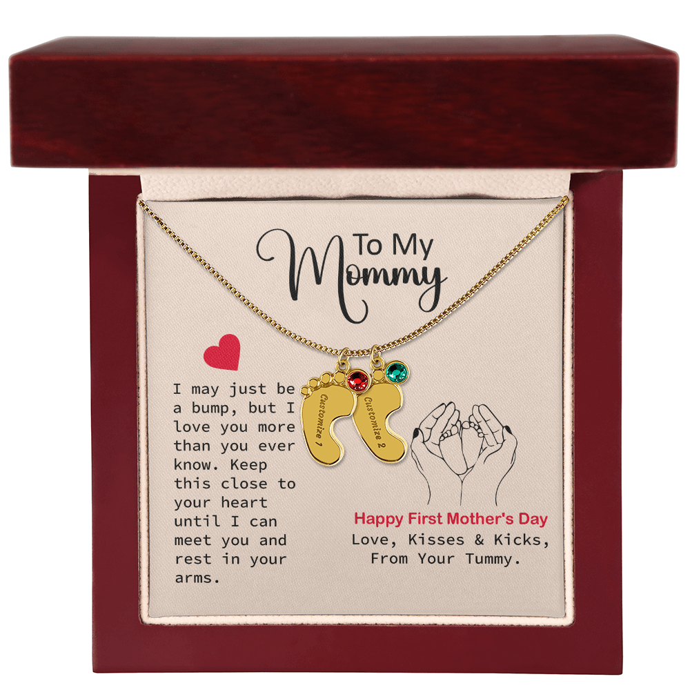 To My Mama to be Baby Feet Necklace, Pregnancy Gift Mom to Be, Baby Shower Gift, Expecting Mom Gifts, Gift From Bump, Mommy To Be Gift