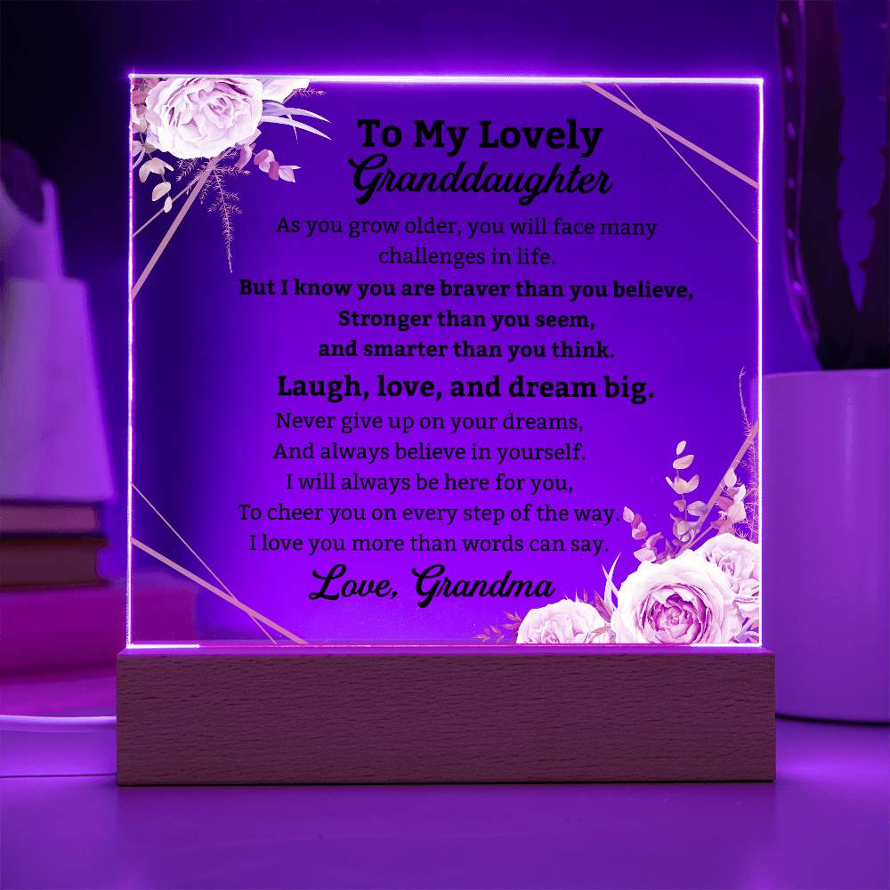 To My Granddaughter acrylic plaque from Grandma, Personalized Grandma To Granddaughter Gift, Granddaughter Birthday Gift from Grandma