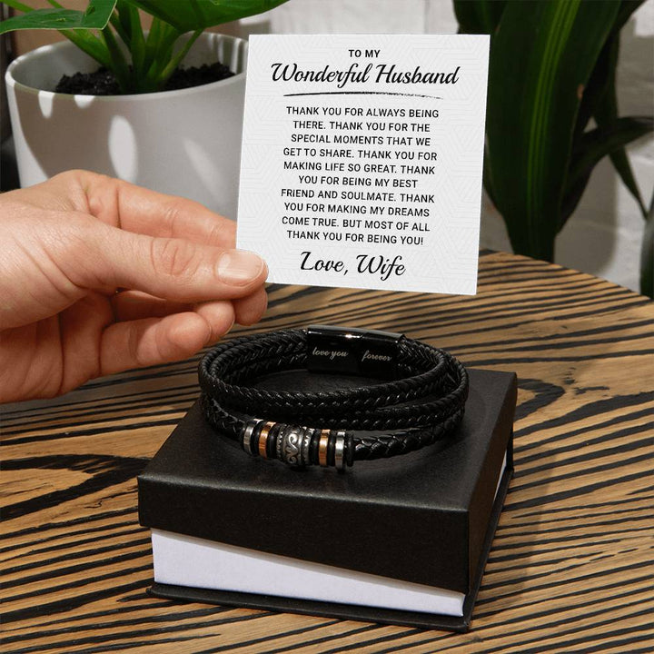 To My Husband Love You Forever Leather Bracelet, Romantic husband birthday bracelet birthday card for husband anniversary gift husband and wife