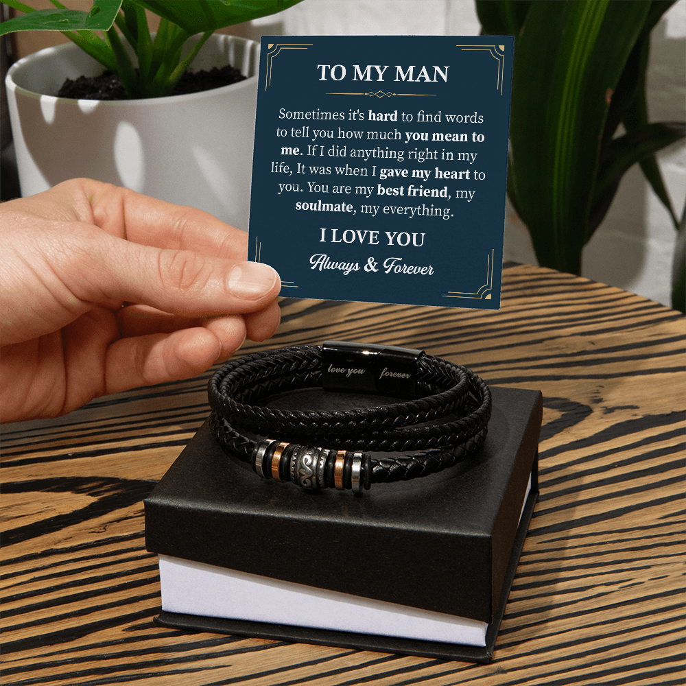 To My Man Leather Bracelet Gift, Husband Gift From Wife