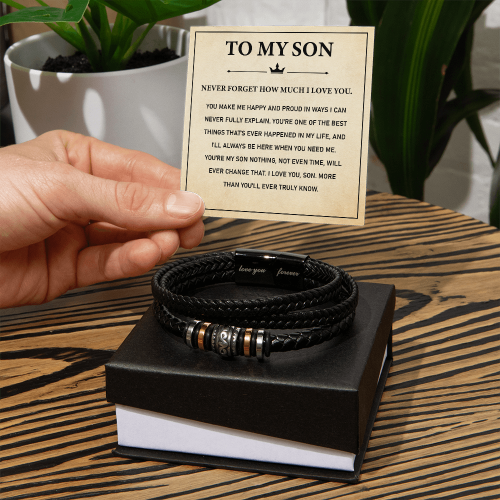 Bracelets for Men, Men's Black Leather Bracelet