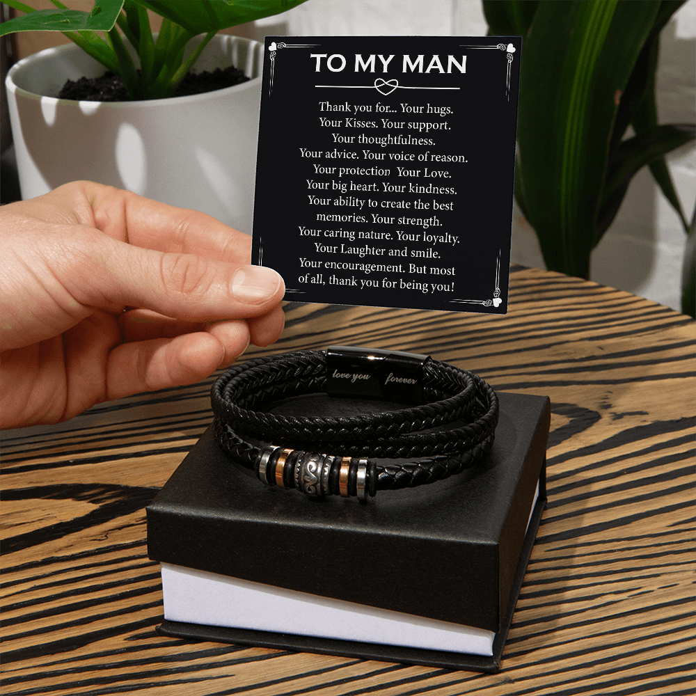 To My Man Promise Bracelet for You, Men's Leather Bracelet