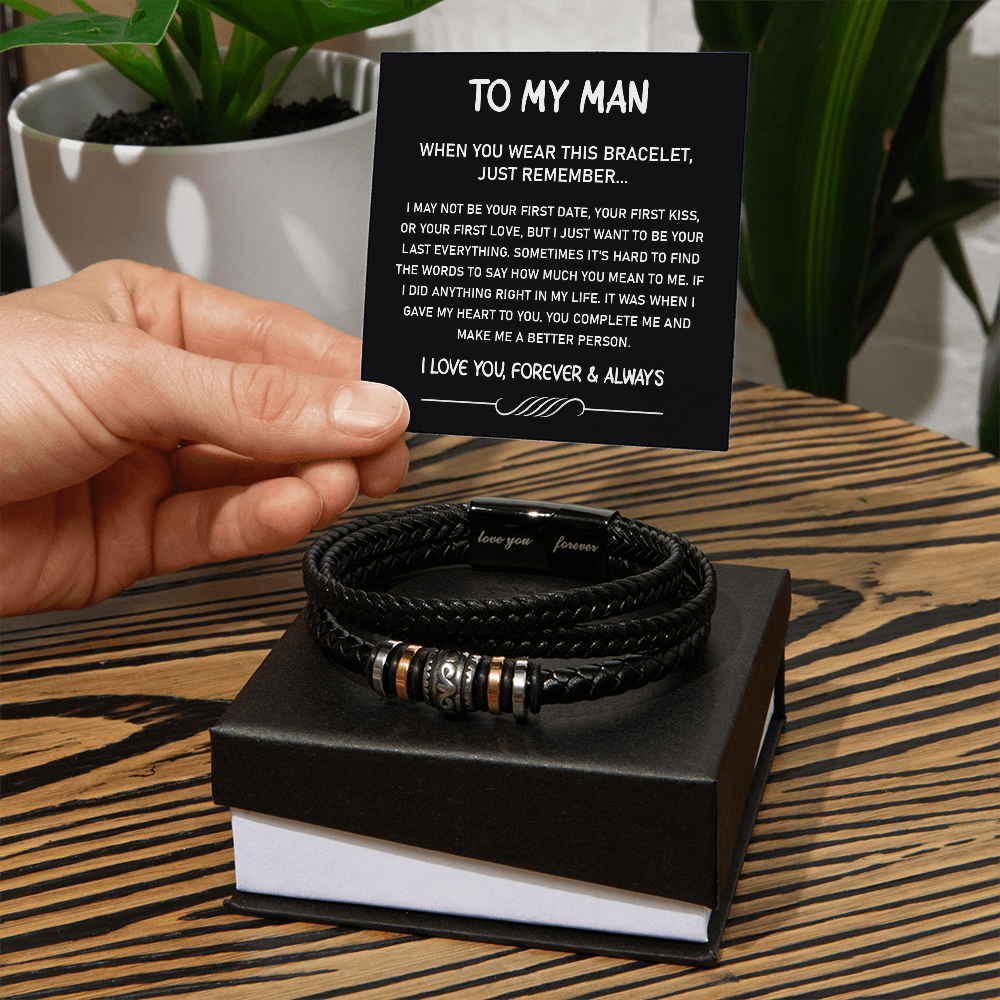 Meaningful Leather Bracelet for Boyfriend Gift From Girlfriend