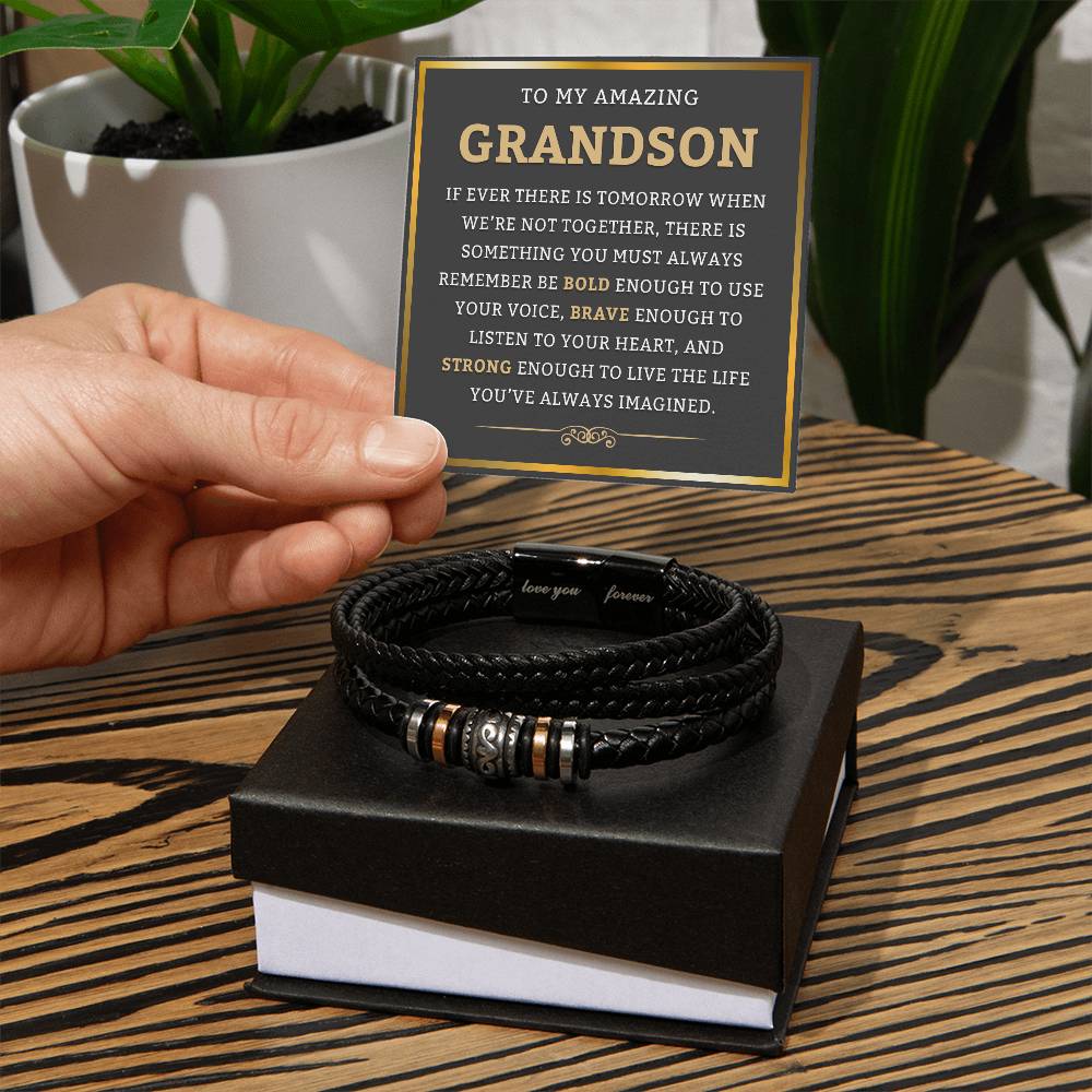 To My Grandson Bracelet From Grandma or Grandpa, Gift for Grandson, Birthday Gift for Grandson, Christmas Gift for Grandson