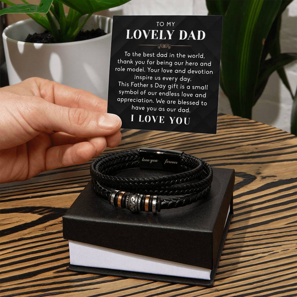 To My Dad Bracelet, Fathers Day, From Daughter, Son, Step Dad Gift, Birthday, Christmas, Message Card with Gift Box