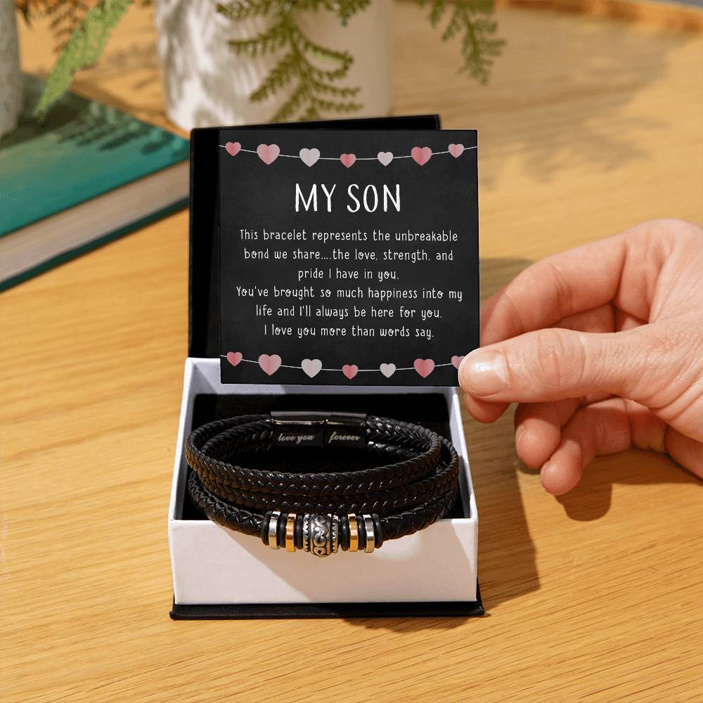 To My Son bracelet – Love you Forever Bracelet from Mom or Dad | Inspirational Gift for Son | Perfect for Birthdays, Christmas, or Special Occasions | Heartfelt Message from Mother