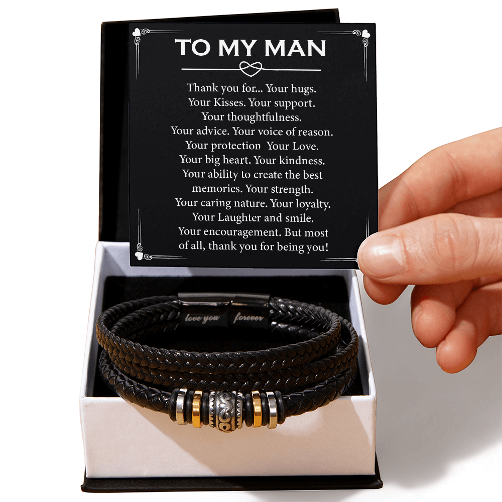 To My Man Promise Bracelet for You, Men's Leather Bracelet