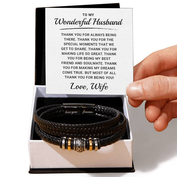 To My Husband Love You Forever Leather Bracelet, Romantic husband birthday bracelet birthday card for husband anniversary gift husband and wife