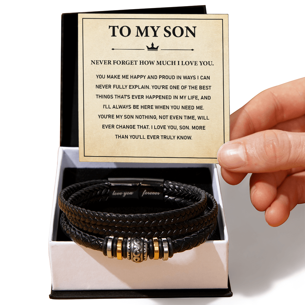 Bracelets for Men, Men's Black Leather Bracelet