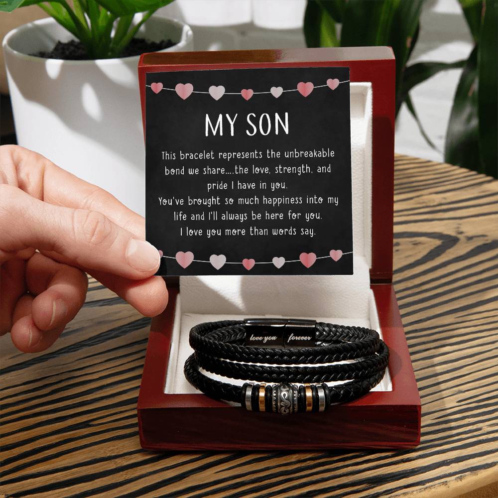 To My Son bracelet – Love you Forever Bracelet from Mom or Dad | Inspirational Gift for Son | Perfect for Birthdays, Christmas, or Special Occasions | Heartfelt Message from Mother