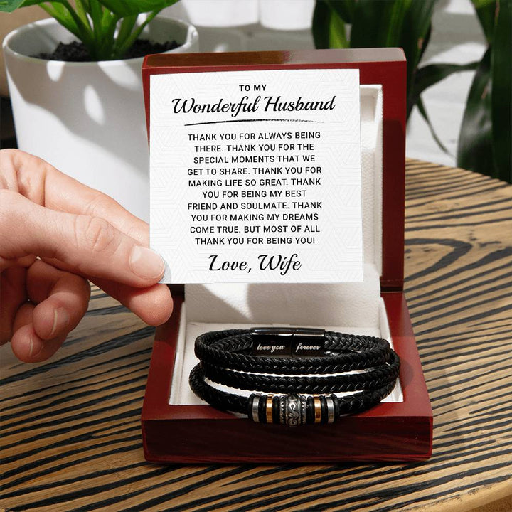 To My Husband Love You Forever Leather Bracelet, Romantic husband birthday bracelet birthday card for husband anniversary gift husband and wife