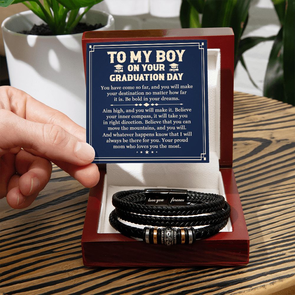 To My Boy Graduation Gift Love From Mom/Dad With Premium Box And Inspirational Message Card